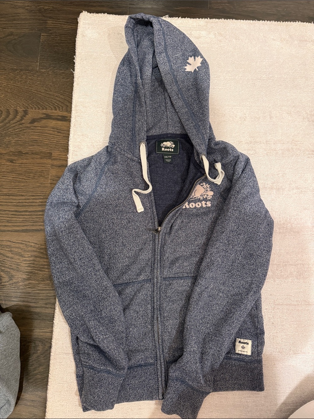 Roots women’s Blue Zip-Up Hoodie Jacket. Size xxs